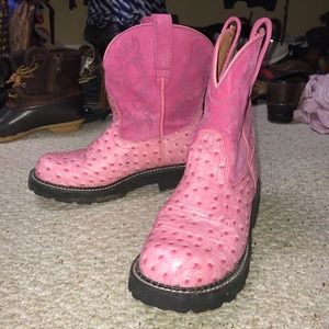 Ariat Fat Baby Pink ostrich skin boots